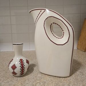 Rare Vintage Ukrainian Pottery. Large Vase and Matching Mini Vase.